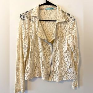 Cream Lace zip up